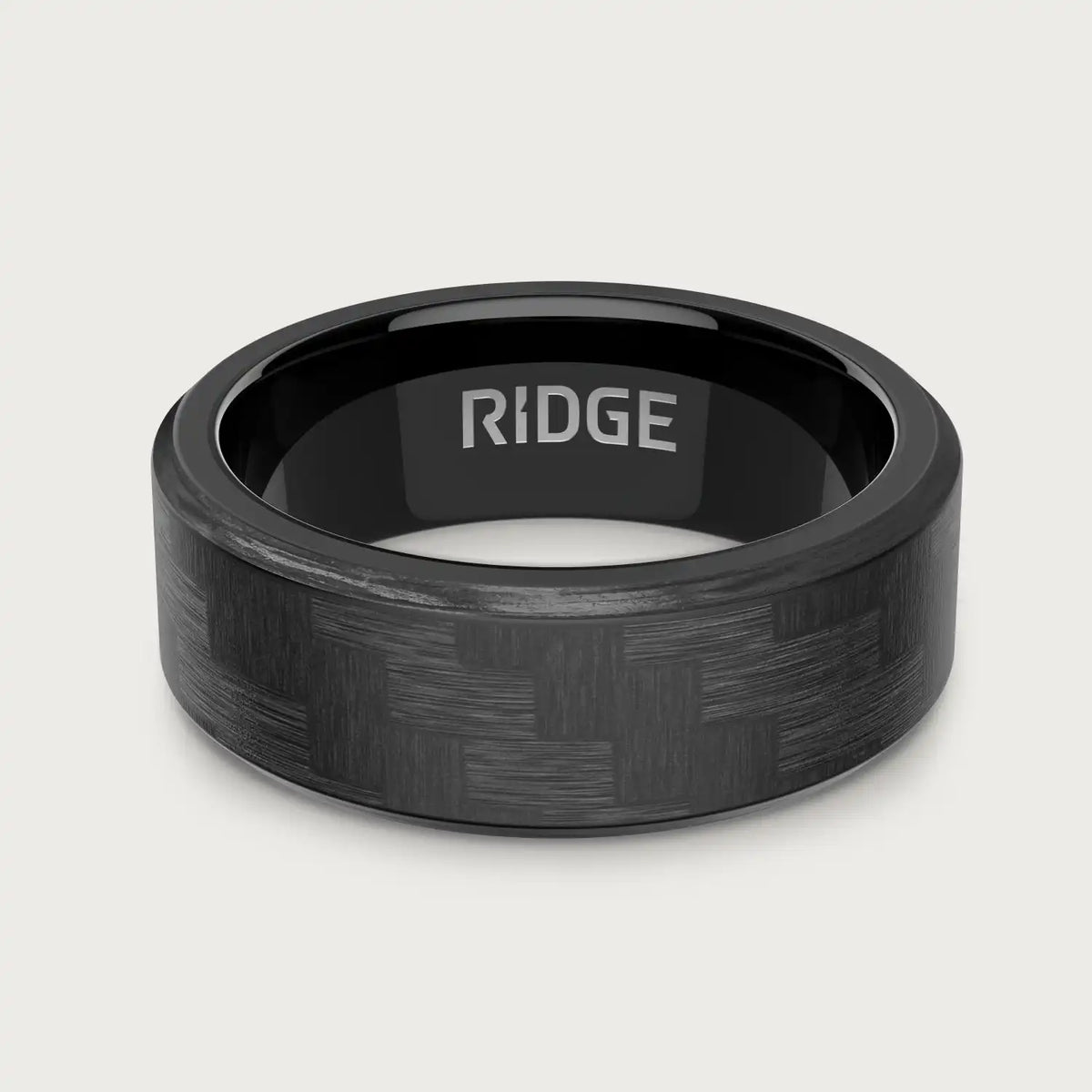 8mm Beveled Ring Set - Carbon Fiber 3K