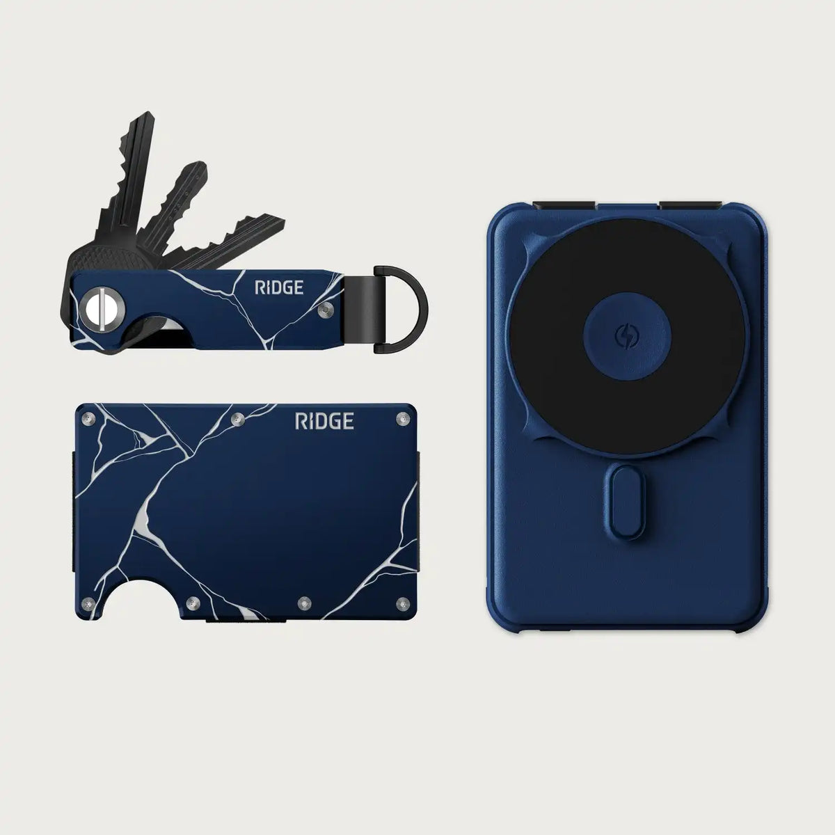 Ridge Wallet + Power Bank + KeyCase - Kintsugi - Navy + Dark Harbor + Kintsugi - Navy