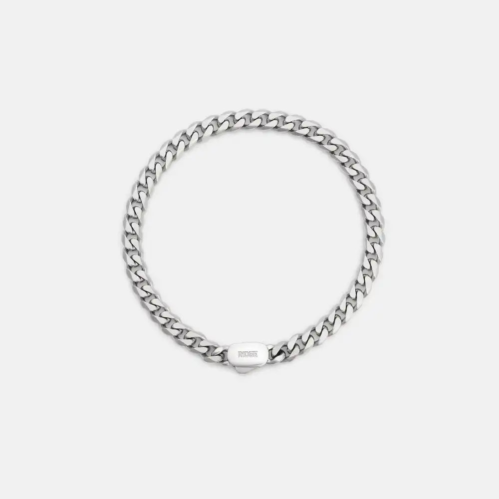 6mm Curb Bracelet - Platinum - Large