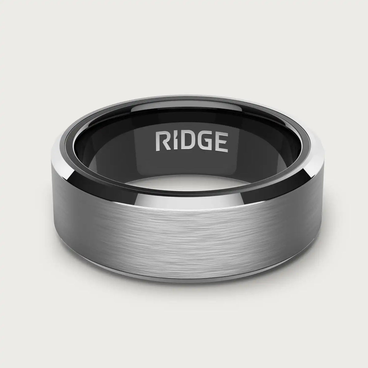 8mm Beveled Ring Set - Platinum