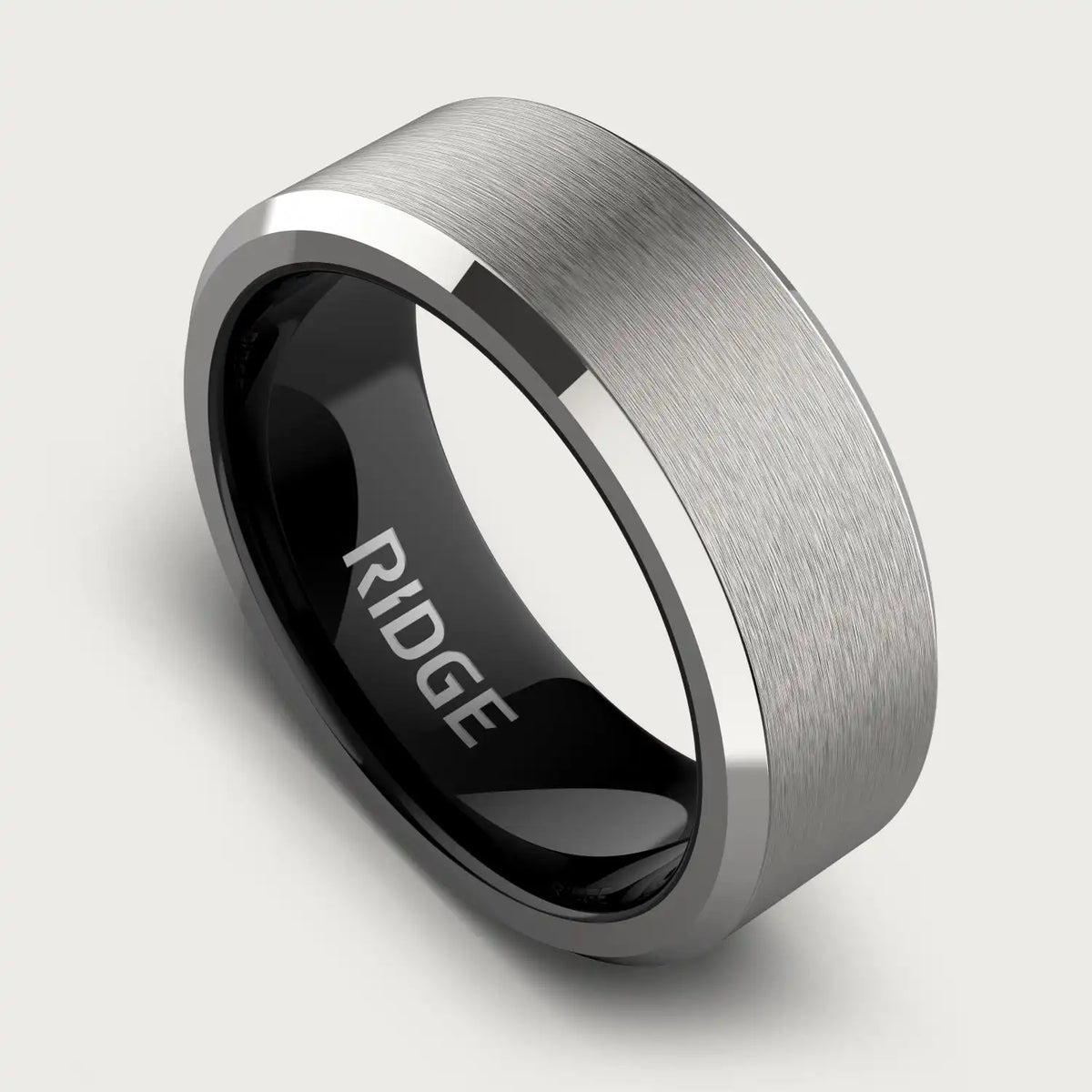 8mm Beveled Ring Set - Platinum