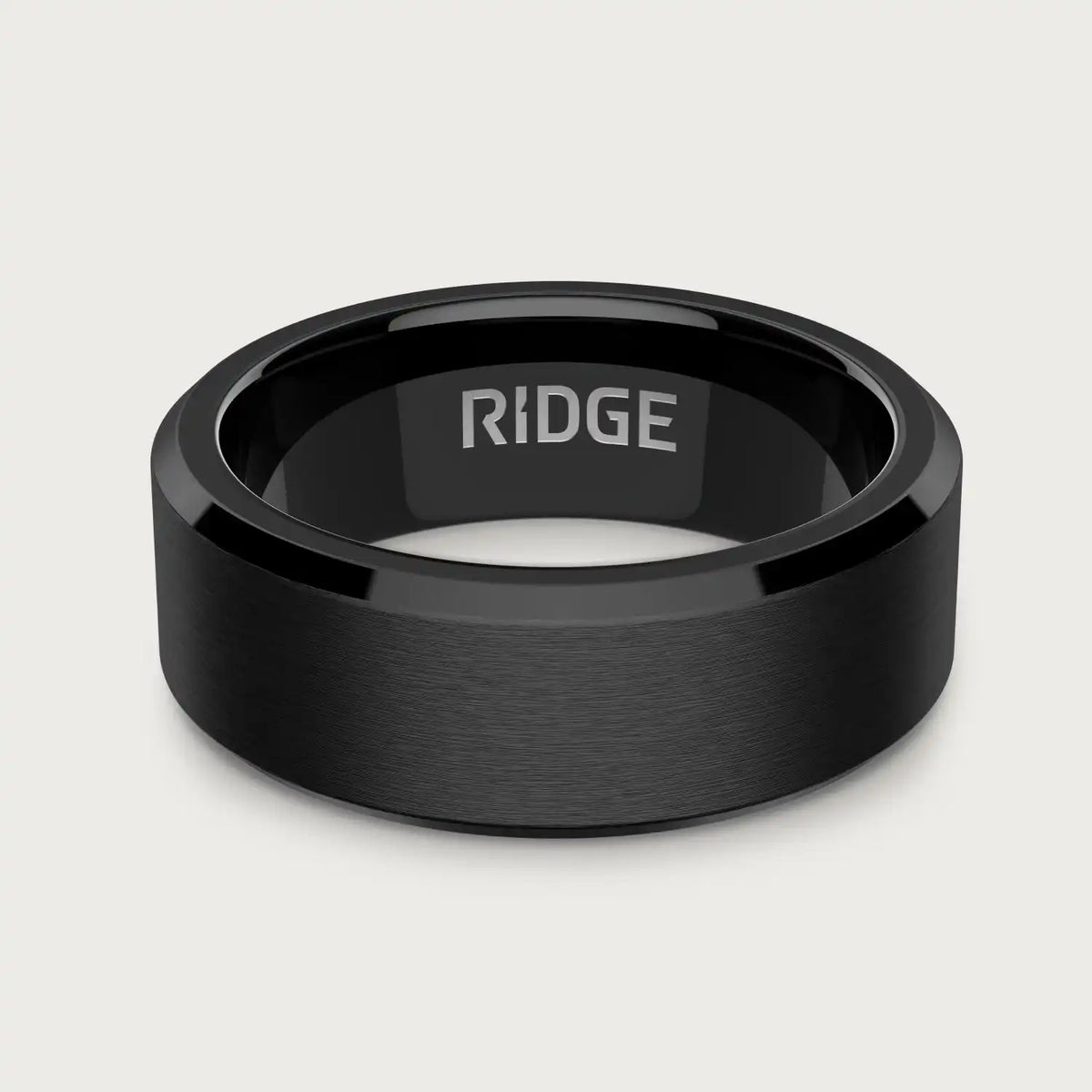 8mm Beveled Ring Set - Royal Black