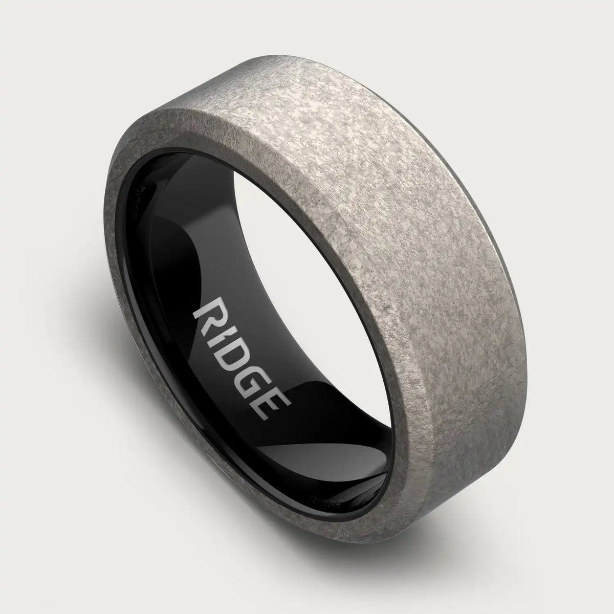 8mm Beveled Ring Set - Stonewashed Titanium