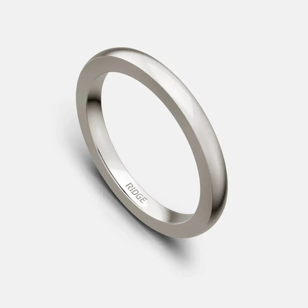 2mm Rounded Ring Set - 14K White Gold